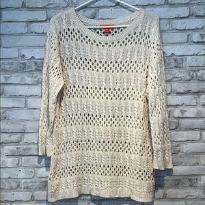 Cream Knit Sweater long sleeve open weave large